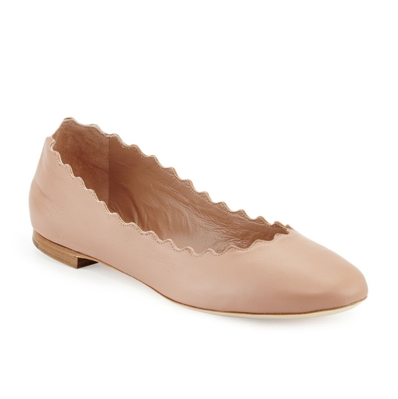 Chloe Shoes - Chloe Lauren pink scalloped leather ballet flats